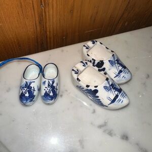 Handpainted Delft Blue Porcelain Dutch Shoes